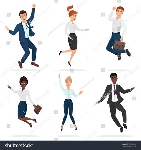 Business Happy People Celebrating Victory Jumping Stock Vector Royalty