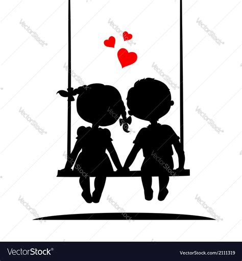 Silhouettes Of A Boy And Girl Royalty Free Vector Image