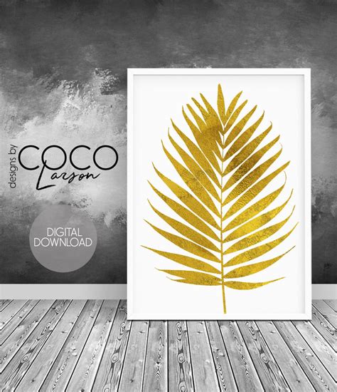 Gold Palm Leaf Print Palm Leaves Palm Poster Palm Etsy