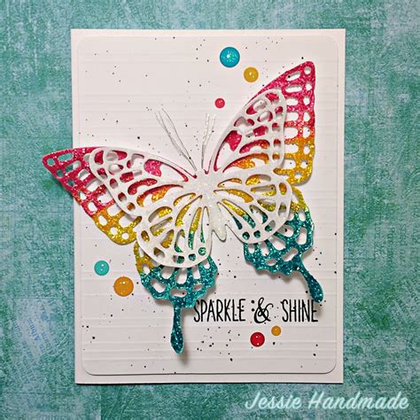 Butterfly Card With Tim Holtz Distress Glitter White Background