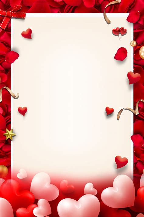 Red Rose Love Heart 520 Valentines Day Poster Background Wallpaper