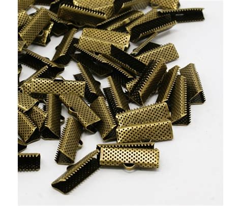 20x8mm Textured Ribbon Ends Antique Brass Golden Age Beads