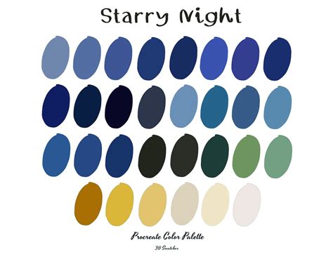 Starry Night Color Palette Procreate Tool Instant Download Etsy