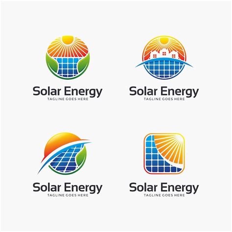 Conjunto De Diseño Abstracto Logo De Energía Solar Vector Premium