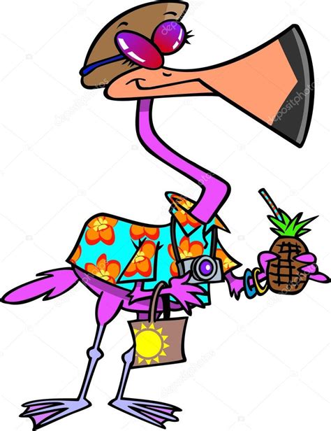 Cartoon Female Flamingo Tourist — Stock Vector © Ronleishman 13982904
