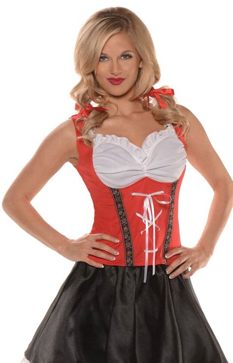 Beer Girl Womens Sexy Red German Costume Top Oktoberfest Costumes