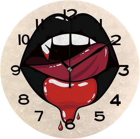 Amauncle Frameless Decorative Clock Vampire Woman Mouth