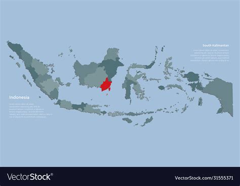 Indonesia Map And Province South Kalimantan Vector Image