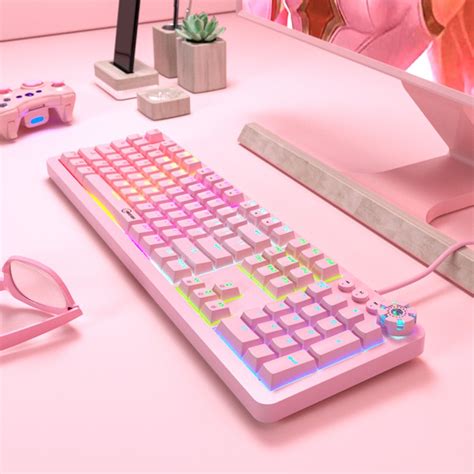 Pink Fashion Girl Heart Cute Backlight Backlit Gaming Keyboard True