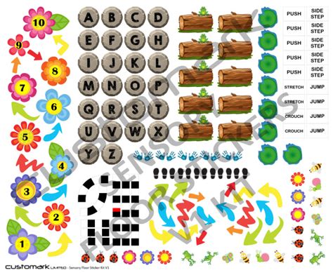 Sensory Floor Sticker Kit Flower Garden Approx 134 Graphics