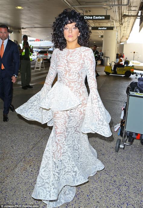 Lady Gaga Wears Nothing But Thong Beneath Ultra Sheer Lace Gown At Lax