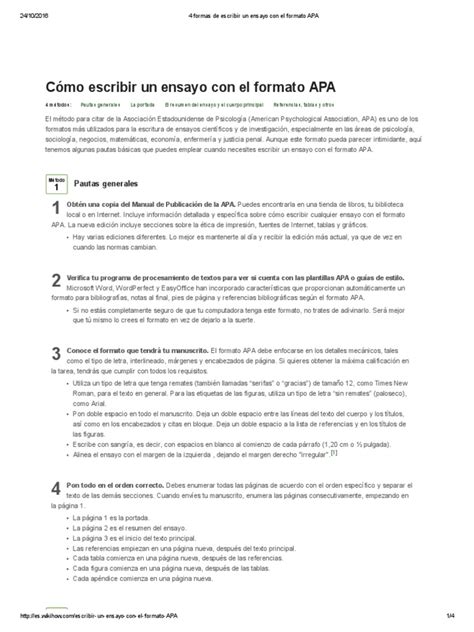 4 Formas De Escribir Un Ensayo Con El Formato Apa Ensayos Estilo Apa