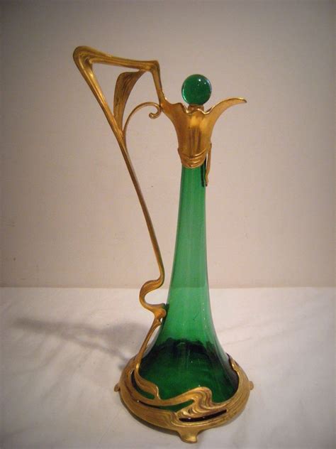 Magnificent Antique Art Nouveau Or Judgendstil Emerald Green Glass From