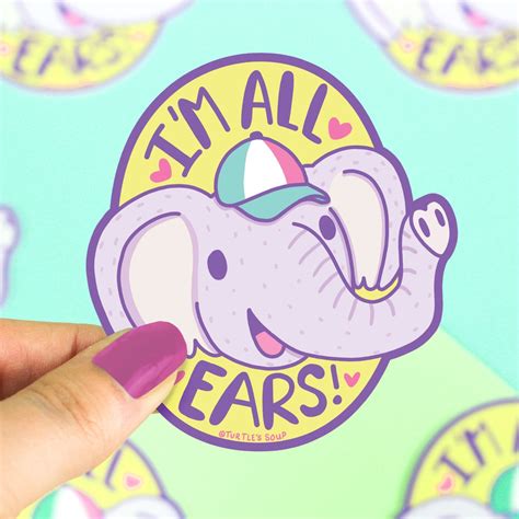 Im All Ears Elephant Vinyl Sticker Listener Sticker Etsy