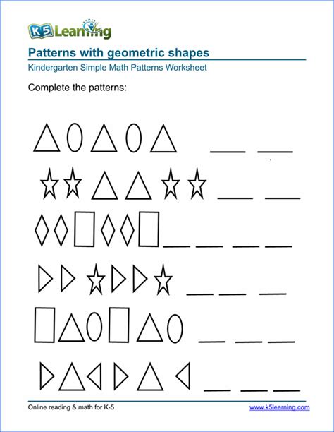 Free Preschool And Kindergarten Pattern Worksheets Printable Pattern