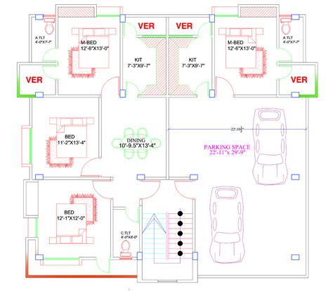 2200 Sq Ft Floor Plan Two Units 50 X 45 First Floor Plan House