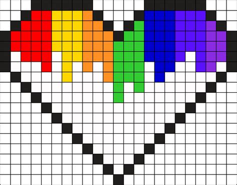 White Dripping Rainbow Heart Perler Bead Pattern Bead Sprite Easy