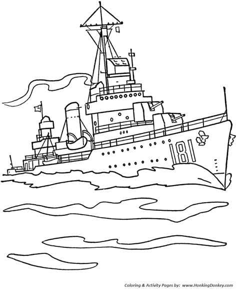 Gambar Armed Forces Day Coloring Pages Navy Destroyercoloring Page