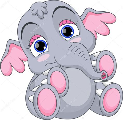 Lindo Bebé Elefante Dibujos Animados Vector Gráfico Vectorial