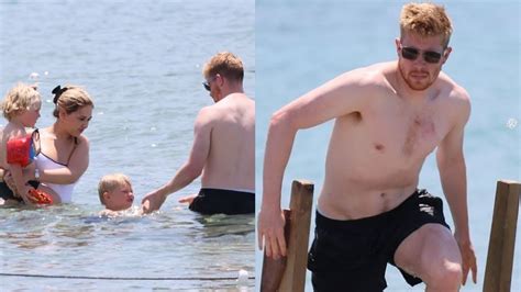 kevin de bruyne in a white swimsuit stays topless while his wife michele lacroix in ibiza youtube