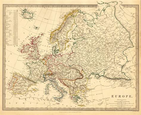 Europe By Sduk 1834 Old Maps Europe Map Vintage Wall Art