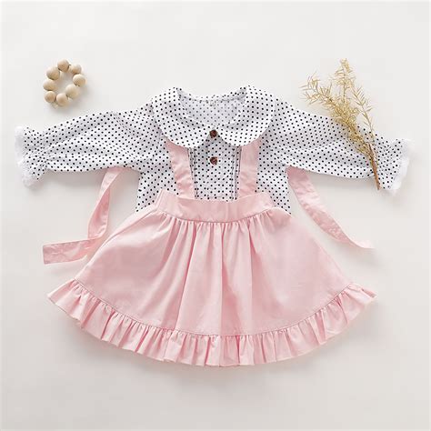 Baby Girl Polka Dots Shirt And Strappy Dress Set Girl Outfits