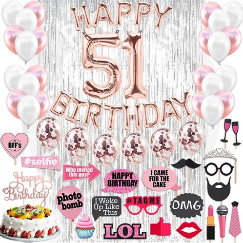 51st Birthday Decorations For Her 51st Party Supplies 51st Etsy