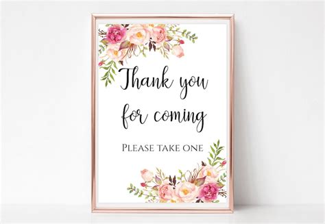 Thank You For Coming Sign Printable Wedding Favor Bannner Etsy