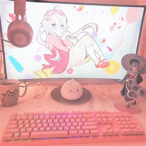 Setup Gaming Gamer Girl Girly Pink Pastel Cute