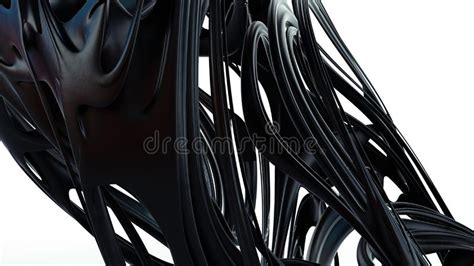 Liquid Abstraction 3d Rendering Illustration Black Smooth Rubber