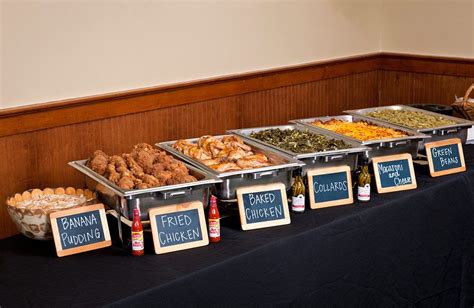 A Buffet Table Filled With Different Types Of Food