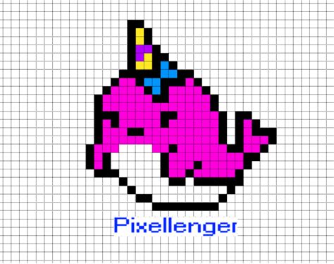 Le pixel art licorne permet aux enfants de reproduire un modèle de dessin facilement ! Baleine Licorne Pixel Art - Dessin Licorne