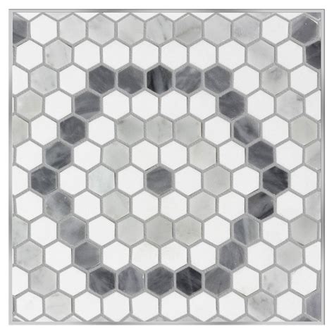 1x1 Mosaic White Blue Gray Marble Hexagon Tile Mto0525
