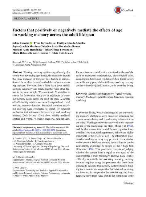 Pdf Factors That Positively Or Negatively Mediate The Effects Of Age