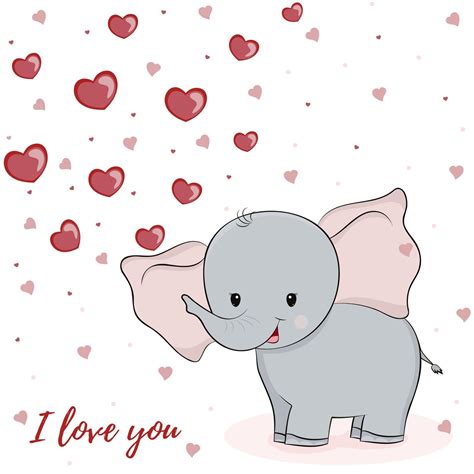 Cute elephant with heart hand drawn vector illustration. Can be used for kids wear and element ...