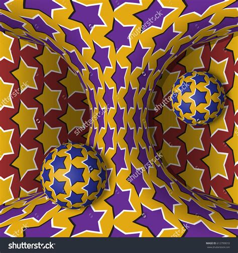 Optical Motion Illusion Illustration Two Spheres Are Rotation Around