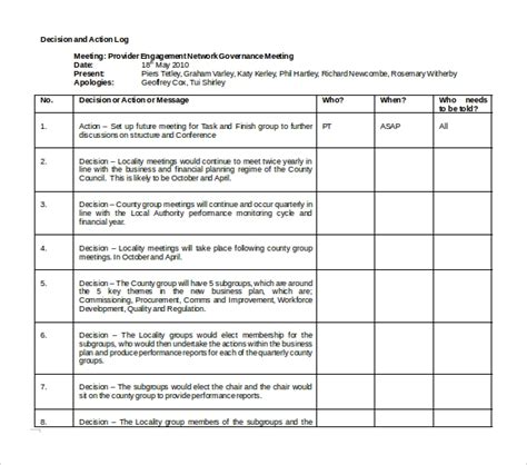 10 Decision Log Templates To Download Sample Templates