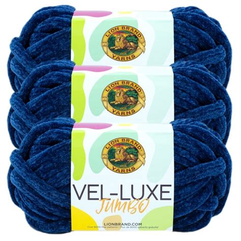 Lion Brand Yarn Vel Luxe Jumbo Blueprint Velvet Jumbo Polyester Blue