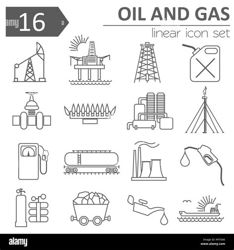 Oil And Gas Industry Icon Set Thin Line Icon Design Vector