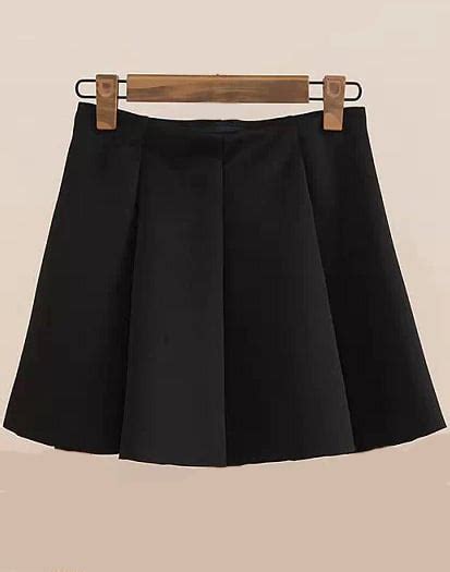 pleated flare black skirtfor women romwe