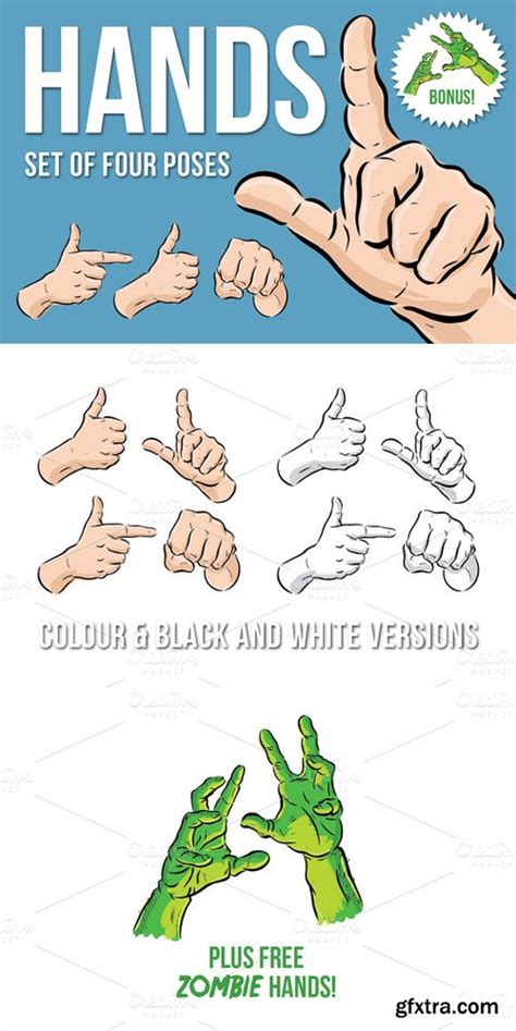 Hand Poses Vector Illustrations Set Gfxtra
