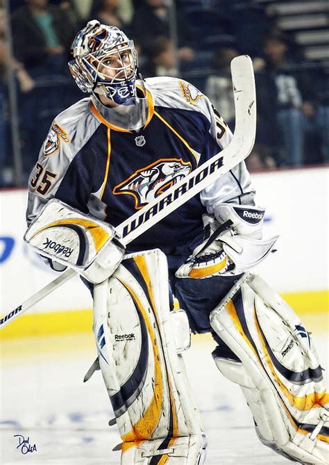 19, 2013 and only the 12th ever to score a goal. Pekka Rinne Photograph by Don Olea