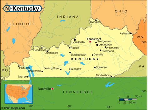 The coastal towns are scenic, with water activities galore, and are popular winter destinations for touris. Map Kentucky With Cities^@#