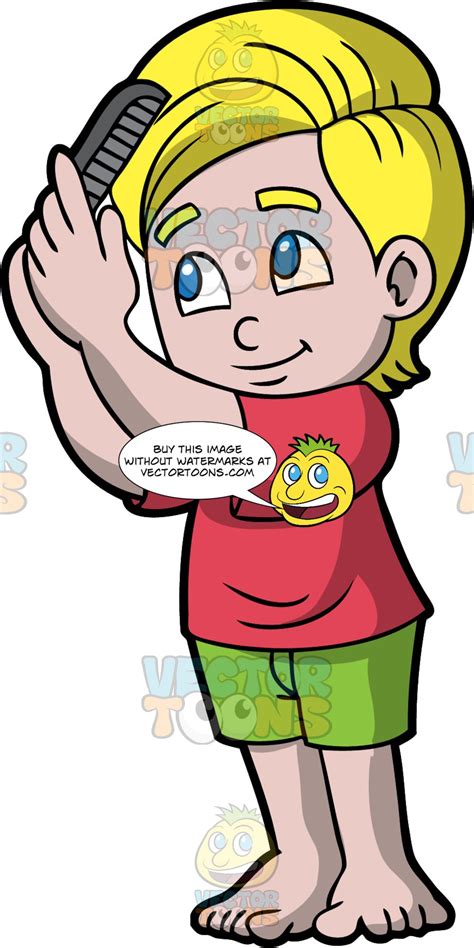 Hair products theme hair dryer , cartoon seamless pattern background. A Boy Combing His Hair