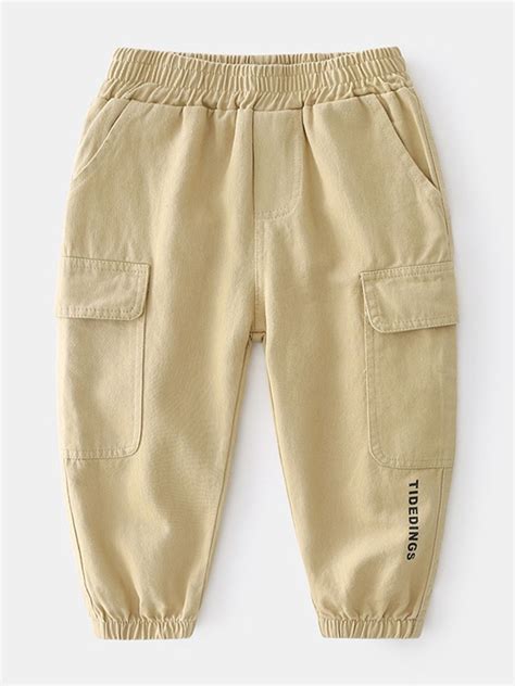 Kid Boy Pocket Letter Print Cargo Pants Wholesale Wholesale Trendy