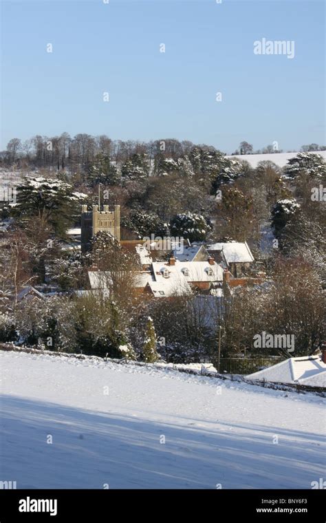 Hambleden Village In The Snow Chiltern Hills Buckinghamshire England