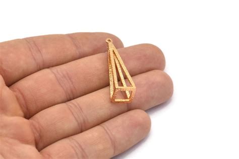 Gold Triangle Prism Gold Plated Brass Triangle Prism Pendants Etsy Uk