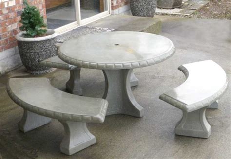 Round Picnic Table With 3 Benches Bodes Precast Concrete