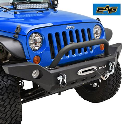 Eag Full Width Front Bumper With Fog Lights Hole And Winch Plate For 2007