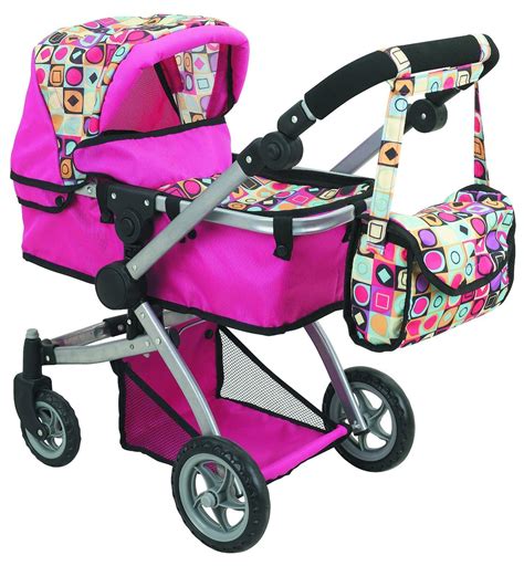 Baby Doll Stroller Pink With Swiveling Wheels Adjustable Handle And